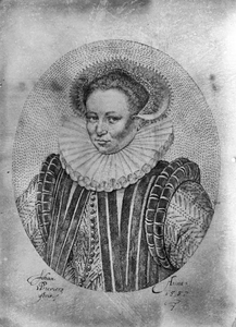 835528 Portret van waarschijnlijk Anna van Oranje Nassau (1563-1588), echtgenote van Willem Lodewijk van Nassau-Dietz.